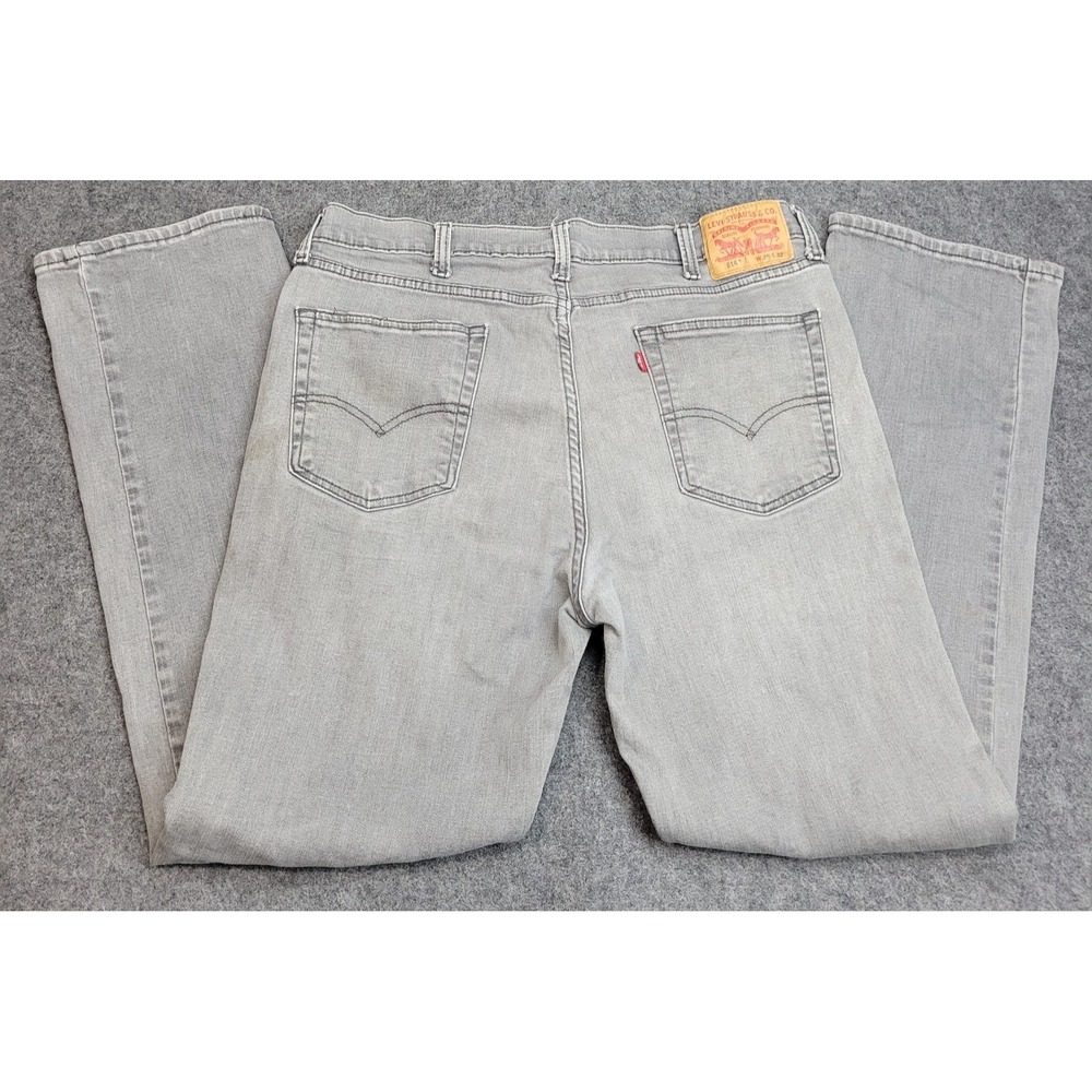 Levis 514 Jeans Mens 38x32 Gray Denim Red Tab Dark Wash Streetwear Americana